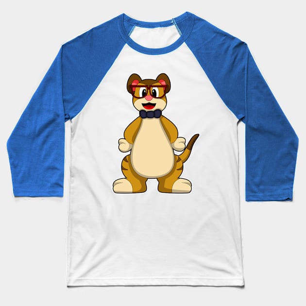 Meerkat with Tie & Glasses Baseball T-Shirt by Markus Schnabel